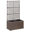 Image de vidaXL Lit Surélevé en Treillis 2 Pots Bac à Plante Pot de Fleurs Jardinière Jardin Patio Terrasse 58x30x107cm Résine Tressée Marron