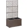 Image de vidaXL Lit surélevé treillis 2 pots 58x30x107cm Résine tressée Marron