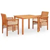 Image de vidaXL Ensemble à Manger d'extérieur 3 pcs et Coussins Acacia Solide