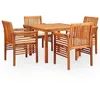 Image de vidaXL Ensemble à Manger d'extérieur 5 pcs et Coussins Acacia Solide