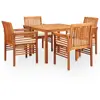 Image de vidaXL Ensemble à manger d'extérieur 5 pcs et coussins Acacia solide