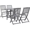 Image de vidaXL Mobilier à Dîner de Jardin 5 pcs Ensemble de Salle à Manger Salon de Jardin Table et Chaise d'Extérieur Terrasse Gris Bois d'Acacia Massif