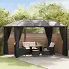 Image de vidaXL Tonnelle avec rideaux 400x300x265 cm Anthracite