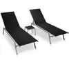 Image de vidaXL Chaises longues lot de 2 avec table acier et textilène noir
