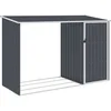 Image de vidaXL Abri à Bois de Jardin Hangar de Stockage d'Outils Abri de Rangement Remise en Rondins Cabane Extérieur Anthracite 245x98x159 cm Acier Galvanisé