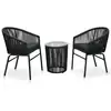 Image de vidaXL Ensemble de bistro 3 pcs avec coussins Rotin PE Noir