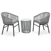 Image de vidaXL Ensemble de bistro 3 pcs avec coussins Rotin PE Gris