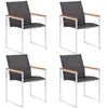 Image de vidaXL Chaises de jardin lot de 4 Textilène et acier inoxydable Gris