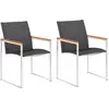 Image de vidaXL Chaises de jardin lot de 2 Textilène et acier inoxydable Gris