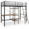 Image de vidaXL Lit superposé avec table sans matelas gris métal 90x200 cm