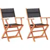 Image de vidaXL Chaises pliables de jardin lot de 2 Noir Eucalyptus textilène