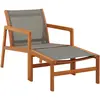 Image de vidaXL Chaise de jardin et repose-pied Gris Eucalyptus et textilène