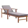 Image de vidaXL Chaise longue et coussin Résine tressée et bois d'acacia Gris