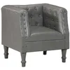 Image de vidaXL Fauteuil Meuble de Salon Fauteuil de Chambre à Coucher Meuble de Salle de Séjour Siège Maison Intérieur Gris Cuir Véritable