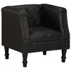 Image de VidaXL Fauteuil en cuir de chèvre véritable Noir