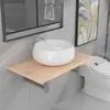 Image de vidaXL Meuble de salle de bain en deux pièces Céramique Chêne