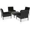Image de vidaXL Salon de jardin 5 pcs avec coussins résine tressée noir