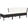 Image de vidaXL Salon de jardin 3 pcs avec coussins Résine tressée Noir