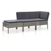 Image de vidaXL Salon de jardin 3 pcs avec coussins Résine tressée Gris