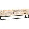 Image de vidaXL Meuble TV Blanc 140 x 30 x 45 cm Bois d'acacia massif
