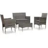 Image de vidaXL Salon de jardin 4 pcs avec coussins résine tressée gris