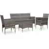 Image de vidaXL Salon de jardin 4 pcs avec coussins résine tressée gris