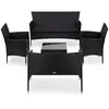 Image de vidaXL Salon de jardin 5 pcs avec coussins résine tressée noir