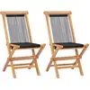 Image de vidaXL Chaises pliables de jardin lot de 2 Bois teck solide et corde
