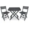 Image de vidaXL Table et chaises Pliantes de Jardin 3 pièces en Plastique Anthracite