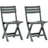 Image de vidaXL Lot de 2 Chaises de Jardin Pliables, Sièges avec Dossier, Meubles de Terrasse Patio Balcon Bistro Extérieur, Plastique Vert