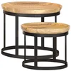Image de Tables d appoint rondes 2 pcs Bois de manguier solide et acier