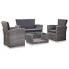 Image de Salon de jardin 4 pcs avec coussins résine tressée gris