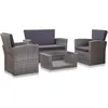 Image de vidaXL Salon de jardin 4 pcs avec coussins résine tressée gris