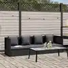 Image de vidaXL Lit de jardin avec coussin et oreiller Résine tressée Noir