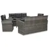 Image de vidaXL Ensemble à manger d'extérieur 5pcs coussins Résine tressée Gris