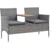 Image de vidaXL Banc de jardin 2 places et table à thé 143 cm poly rotin gris