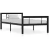 Image de vidaXL Cadre de lit sans matelas noir et blanc métal 90x200 cm