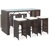 Image de vidaXL Ensemble de bar de jardin 7 pcs coussins Résine tressée Marron
