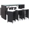 Image de vidaXL Ensemble de bar de jardin 7 pcs avec coussins poly rotin noir