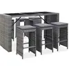 Image de vidaXL Meuble de bar de jardin 7 pcs et coussins Résine tressée Gris