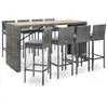 Image de vidaXL Ensemble de bar d'extérieur 9 pcs poly rotin bois d'acacia Gris