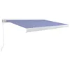 Image de vidaXL Store à Cassette Manuel Auvent Rétractable Auvent de Terrasse Store de Balcon Extérieur Ombrage des Fenêtres 400x300 cm Bleu et Blanc