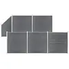 Image de vidaXL Ensemble de clôture WPC 5 Carré + 1 Incliné 965 x 186 cm Gris