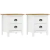 Image de vidaXL Tables de chevet Hill 2 pcs Blanc 46x35x49,5 cm Bois pin solide