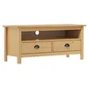 Image de vidaXL Meuble TV Armoire Basse Meuble Divertissement avec 2 Tiroirs et 1 Compartiment Salon Intérieur Marron Miel 110x40x47 cm Bois de Pin Solide