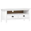 Image de vidaXL Meuble TV Hill Range Blanc 110x40x47 cm Bois de pin solide