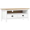 Image de vidaXL Meuble TV Hill Range Blanc 110x40x47 cm Bois de pin solide