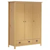 Image de vidaXL Pin Solide Garde-Robe à 3 Portes Armoire à Vêtements Armoire de Rangement Organisateur Chambre à Coucher Maison Intérieur 127x50x170 cm