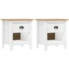 Image de vidaXL 2X Pin Solide Tables de Chevet Table de Nuit Armoire de Chevet avec 1 Tiroir et 1 Etagère Chambre Maison Gamme Hill 46x35x49,5 cm