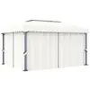 Image de vidaXL Tonnelle avec rideau 4x3 m Blanc crème Aluminium